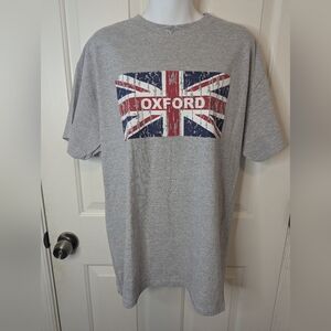 OXFORD ENGLAND Distressed Union Jack UK Flag Souvenir T-Shirt Grey Adult Size L